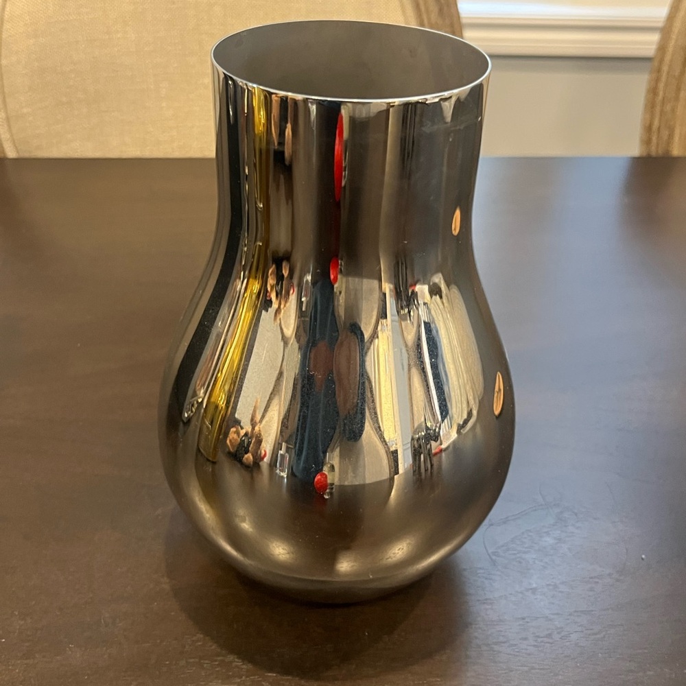 George Jensen Denmark Silver Metallic Vase Used but pristine Home decor Medium